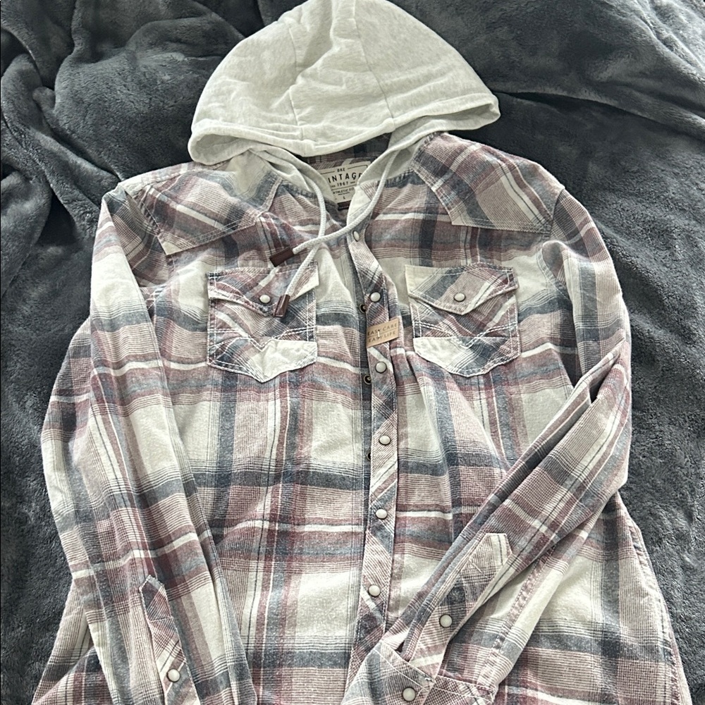 BKE Vintage Plaid Hoodie Shirt